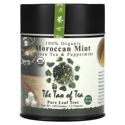 Tao of Tea, 100% Organic Green Tea and Peppermint, Moroccan Mint, 3.5 oz (100 g)