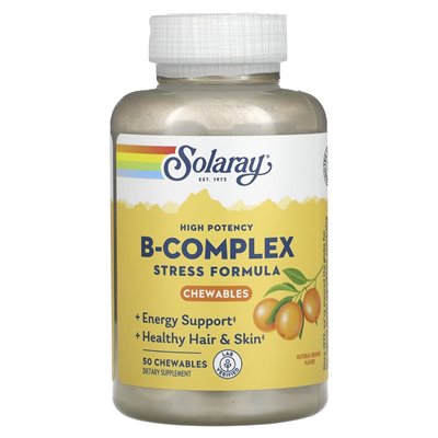 Solaray, High Potency B Complex, Natural Orange, 50 Chews