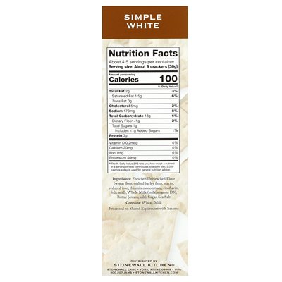 Stonewall Kitchen, Down East Crackers, Simple White, 5 Unzen (142 g)