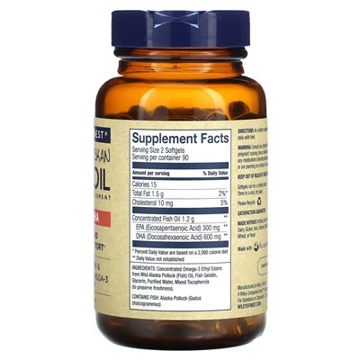 Najlepszy, dziki olej rybny z dzikiego alaski, szczyt DHA, 180 softgels