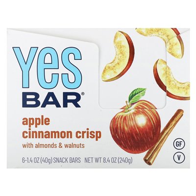 Yes, bar, snack bar, Apple Cinnamon Crisp, 6 bars, 1.4 oz (40 g)