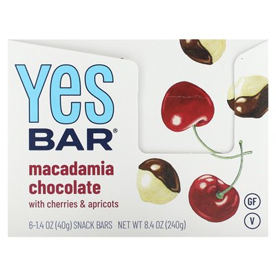 Yes, Riegel, Snackriegel, Macadamia-Schokolade, 6 Riegel à 40 g