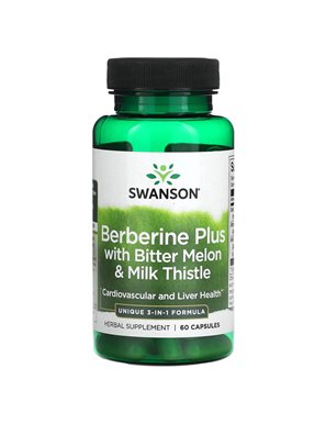 Swanson, Berberina Plus z Gourd Bitter & Mleczu Ostropest, 60 Kapsułek