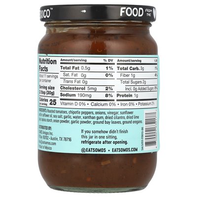 Somos, rauchige Chipotle-Salsa, mittel, 12 oz (340 g)
