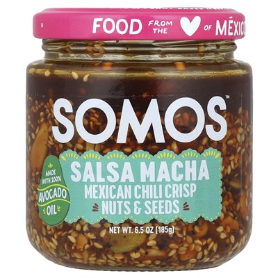 Somos, Salsa Macha, Mexican Chili Crisp, Nuts & Seeds, Medium, 6.5 oz (185 g)