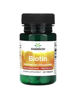 Swanson, Biotin, schrittweise Freisetzung, 10.000 mcg, 60 Tabletten