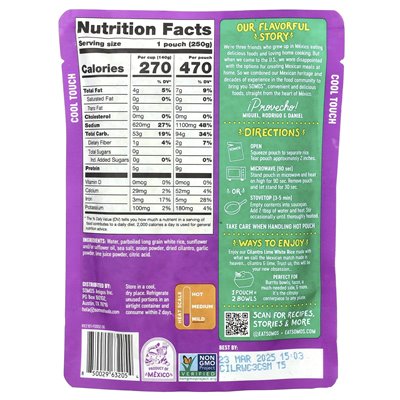 Somos, Cilantro Lime White Rice, łagodny, 8,8 uncji (250 g) Somos, Cilantro Lime White Rice, łagodny, 8,8 uncji (250 g)