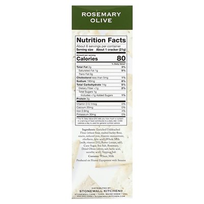 Stonewall Kitchen, Rosemary Olive Flatbread Crisps, 5,8 uncji (164 g)