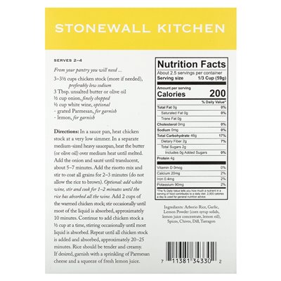 Stonewall Kitchen, Zitronen-Kräuter-Risotto, 5 oz (142,8 g) Stonewall Kitchen, Zitronen-Kräuter-Risotto, 5 oz (142,8 g)