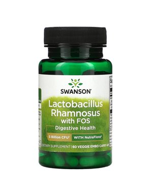 Swanson, Lactobacillus Rhamnosus with FOS, 5 Billion CFU, 60 Vegetarian Embo Caps