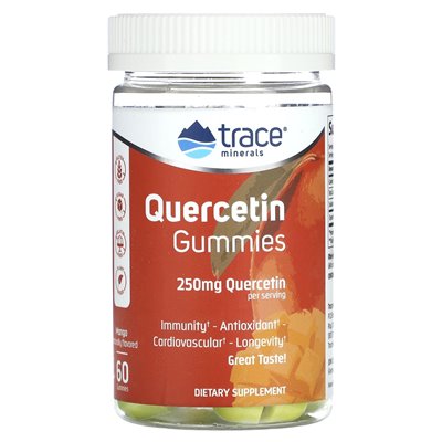 Trace Minerals ®, Żelki z kwercetyną, Mango, 250 mg, 60 żelek (125 mg w żelu) Trace Minerals ®, Żelki z kwercetyną, Mango, 250 mg, 60 żelek (125 mg w żelu)