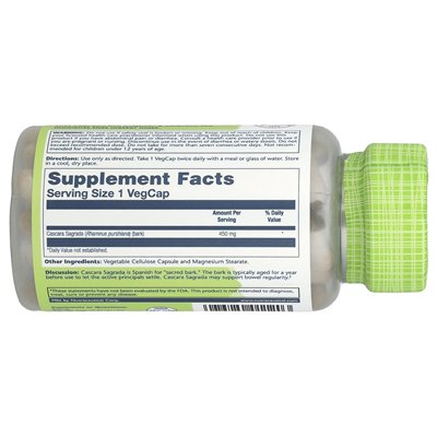 Solaray, True Herbs, Cascara Sagrada, 450 mg, 100 Vegcaps