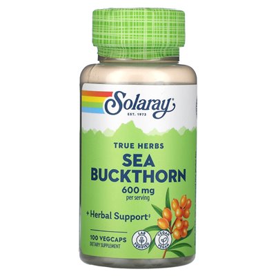 Solaray, True Herbs, Sea Burckhorn, 600 mg, 100 Vegcaps (300 mg na kapsułkę) Solaray, True Herbs, Sea Burckhorn, 600 mg, 100 Vegcaps (300 mg na kapsułkę)