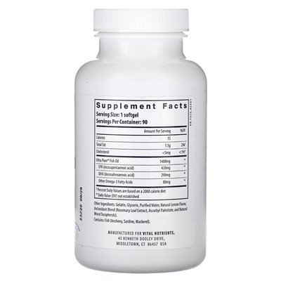 Important nutrients, ultra pure fish oil 800, triglyceride form, lemon, 90 soft
