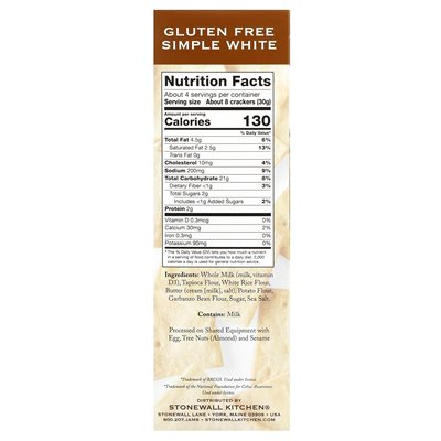 Stonewall Kitchen, Down East Crackers, Glutenfrei, Plain White, 4,4 oz (125 g)