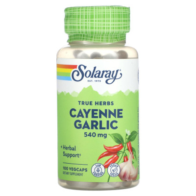Solaray, True Herbs, Cayenne Garlic, 540 mg, 100 Vegcaps