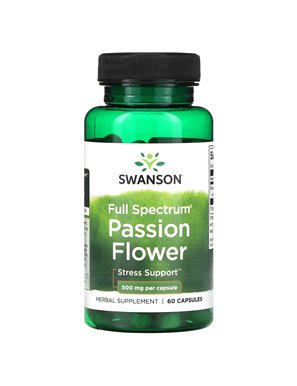 Swanson, Pełny Spektrum Kwiat Passiflory, 500 mg, 60 Kapsułek
