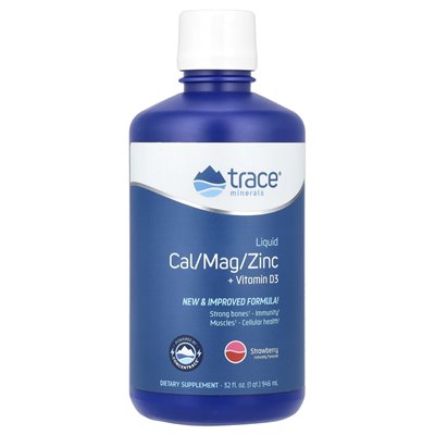 Ślad, płyn Cal/Mag/cynk + witamina D3, truskawka, 32 fl oz (946 ml)