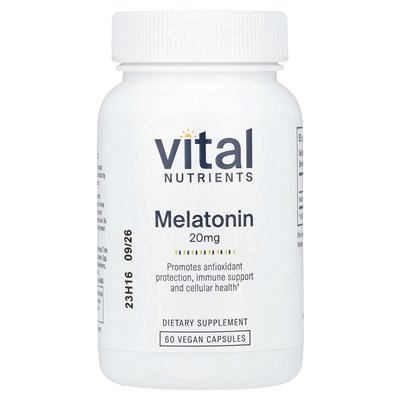 Żywotne składniki odżywcze, melatonina, 20 mg, 60 wegańskich kapsułek