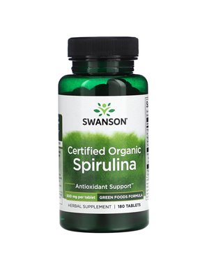 Swanson, Certified Organic Spirulina, 500mg, 180 Tablets