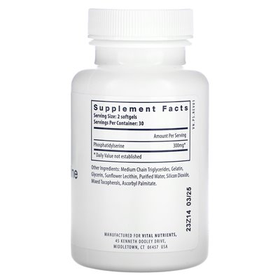Ważne składniki odżywcze, fosfatydyloseryna, 300 mg, 60 miękkich (150 mg na miękką) Ważne składniki odżywcze, fosfatydyloseryna, 300 mg, 60 miękkich (150 mg na miękką)