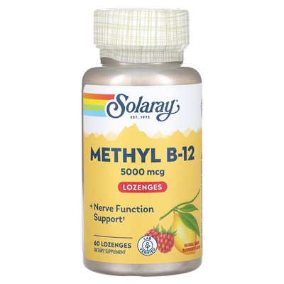 Solaray, Methyl B-12, Lemon Raspberry Flavor, 5,000 mcg, 60 Lozenges Solaray, Methyl B-12, Lemon Raspberry Flavor, 5,000 mcg, 60 Lozenges
