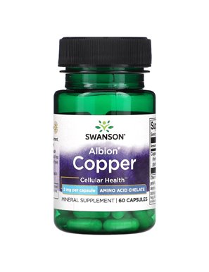 Swanson, Albion Copper, 2 mg, 60 Capsules Swanson, Albion Copper, 2 mg, 60 Capsules