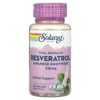 Solaray, istotne ekstrakty, japońska resweratrola, 225 mg, 60 warzyw