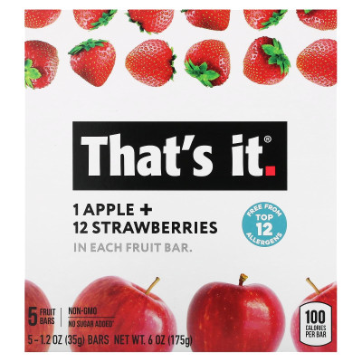 That's it, Fruchtriegel, Apfel + Erdbeere, 5 Riegel à 35 g