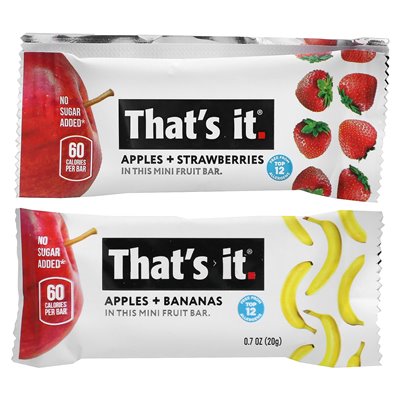 Das ist alles, Mini-Fruchtsortenpackungen, Erdbeere und Banane, 10 Riegel, je 0,7 oz (20 g)