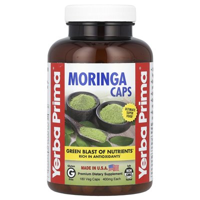 Yerba Prima, Moringa Kapsułki, 400 mg, 180 Wegetariańskich Kapsułek Yerba Prima, Moringa Kapsułki, 400 mg, 180 Wegetariańskich Kapsułek