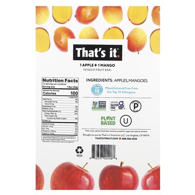 Das ist alles, Fruchtriegel, Apfel + Mango, 12 Riegel, je 35 g
