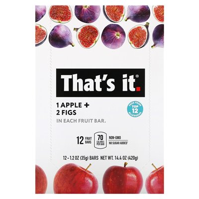 That's it, fruit bar, apple + fig, 12 bars, 1.2 oz (35 g) each