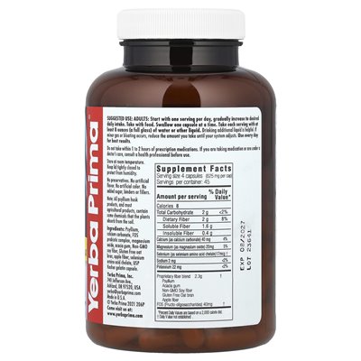 Yerba Prima, prebiotyczna opieka okrężnicy, 180 kapsułek Yerba Prima, prebiotyczna opieka okrężnicy, 180 kapsułek