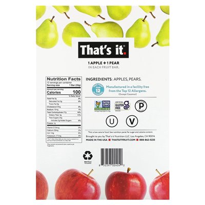 That's it, Fruchtriegel, Apfel + Birne, 12 Riegel à 35 g