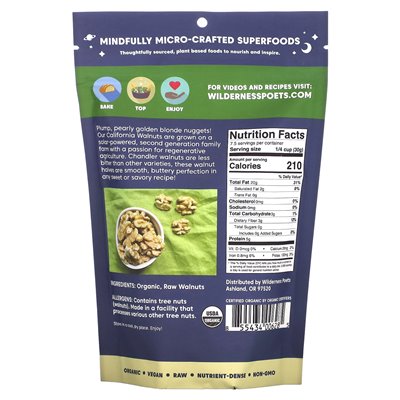 Wilderness Poets, Organic California Walnuts, 8 uncji (226 g)