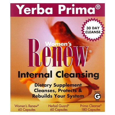 Yerba Prima, Women's Rene Renew Cleansing, 3 -częściowy program, 300 kapsułek Yerba Prima, Women's Rene Renew Cleansing, 3 -częściowy program, 300 kapsułek