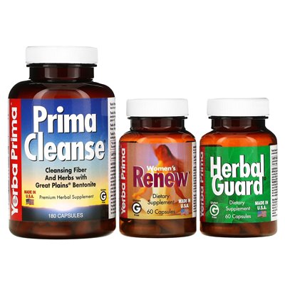 Yerba Prima, Women's Rene Renew Cleansing, 3 -częściowy program, 300 kapsułek Yerba Prima, Women's Rene Renew Cleansing, 3 -częściowy program, 300 kapsułek