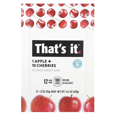 That's it, fruit bars, apple + cherry, 12 bars, 1.2 oz (35 g) each