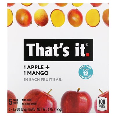 Das ist alles, Fruchtriegel, Apfel + Mango, 5 Riegel, je 35 g