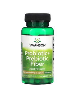 Swanson, Probiotische + Präbiotische Ballaststoffe, 500 Millionen KBE, 60 vegetarische Kapseln