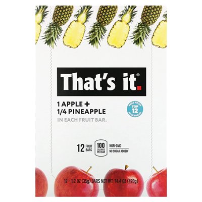 That's it, Fruchtriegel, Apfel + Ananas, 12 Riegel à 35 g