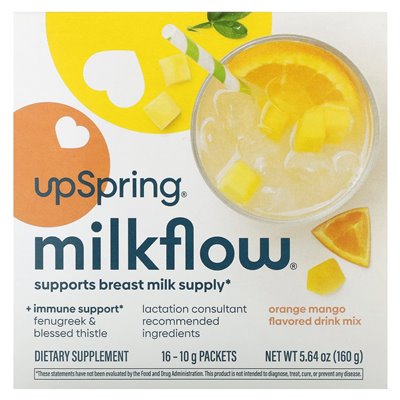UpSpring, Milkflow Drink Mix, Orange Mango, 16 Packets, 10 g Each