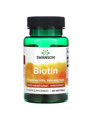 Swanson, Biotin, 10.000 mcg, 60 Weichkapseln