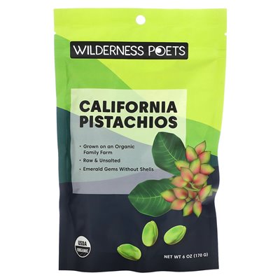 Wilderness Poets, Bio-Pistazien aus Kalifornien, ungesalzen, 6 Unzen (170 g)