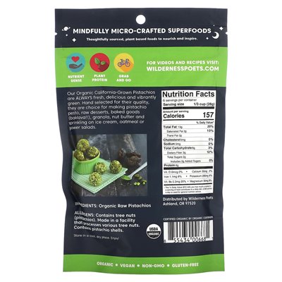 Wilderness Poets, Bio-Pistazien aus Kalifornien, ungesalzen, 6 Unzen (170 g)