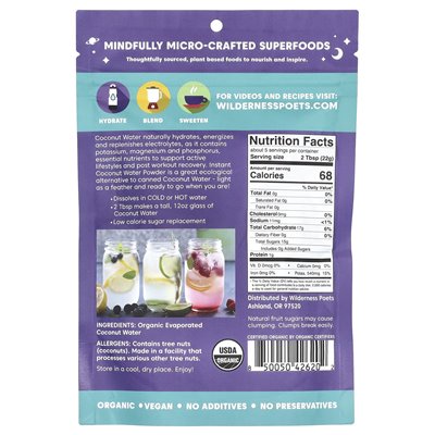 Wilderness Poets, Organic Evaporated Coconut Water Powder, 4 oz (113 g)