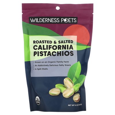 Wilderness Poets, geröstete und gesalzene Bio-Pistazien aus Kalifornien, 8 oz (226 g)