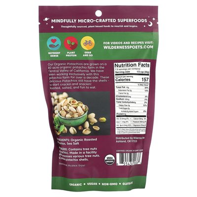 Wilderness Poets, geröstete und gesalzene Bio-Pistazien aus Kalifornien, 8 oz (226 g)