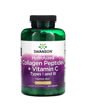 Swanson, hydrolysierte Kollagenpeptide + Vitamin C, 1000 mg, 250 Tabletten Swanson, hydrolysierte Kollagenpeptide + Vitamin C, 1000 mg, 250 Tabletten